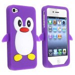 Wholesale iPhone 4S/4 3D Penguin Case  (Purple)